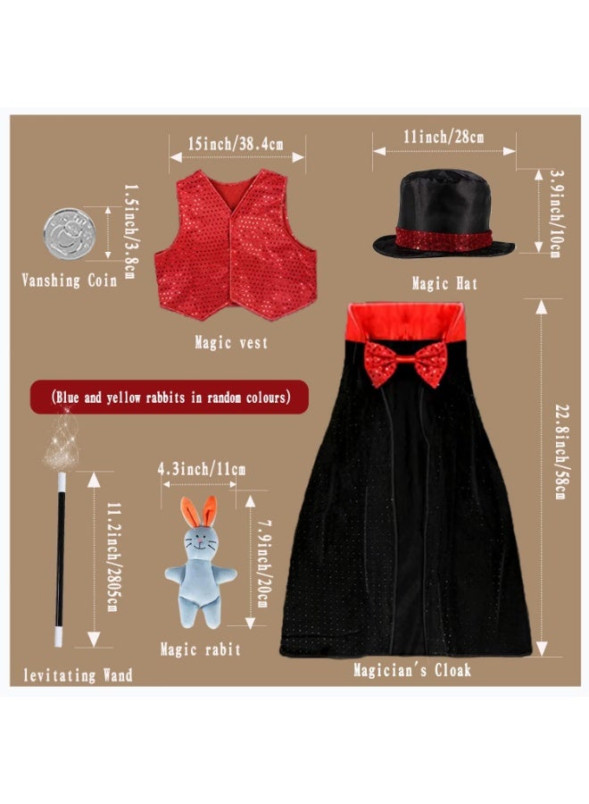 OSHIMA Children's Magician Set, Magician Costume Set for Children with Cape, Magic Hat, Wand and Other Accessories, Used for Children Cosplay Party - Image 2